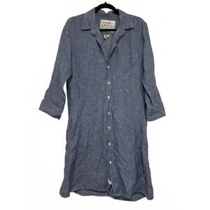 Frank and Eileen blue floral linen button down linen shirt dress sz S #1527